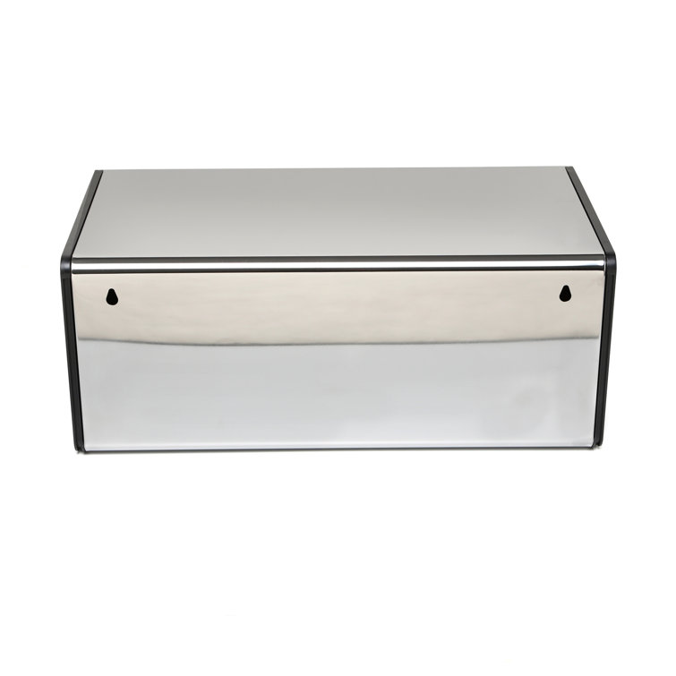Brilliant Steel Bread Box with Black Accents