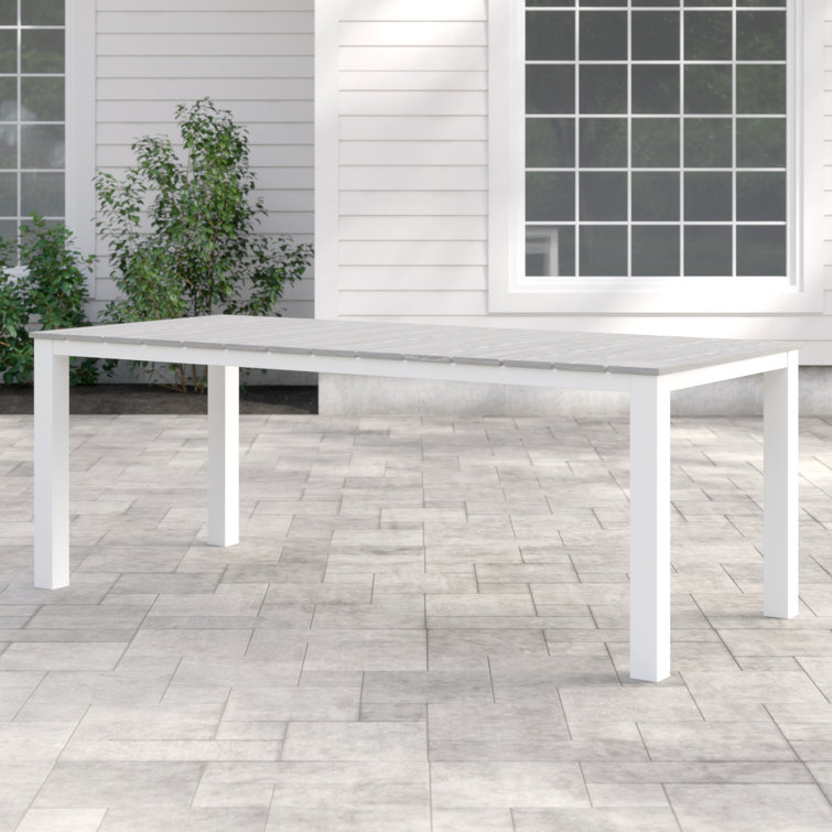Maine 80" White and Light Gray Polywood Outdoor Dining Table