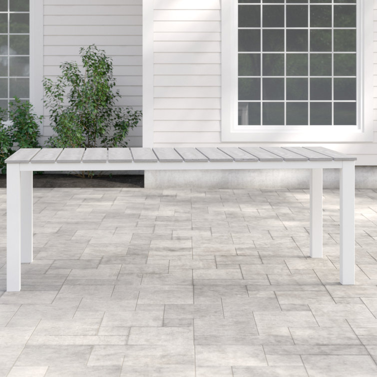 Maine 80" White and Light Gray Polywood Outdoor Dining Table