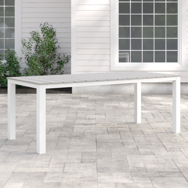 Maine 80" White and Light Gray Polywood Outdoor Dining Table