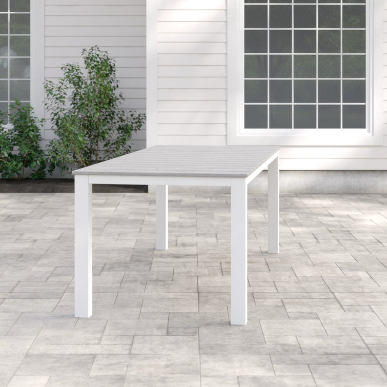 Maine 80" White and Light Gray Polywood Outdoor Dining Table