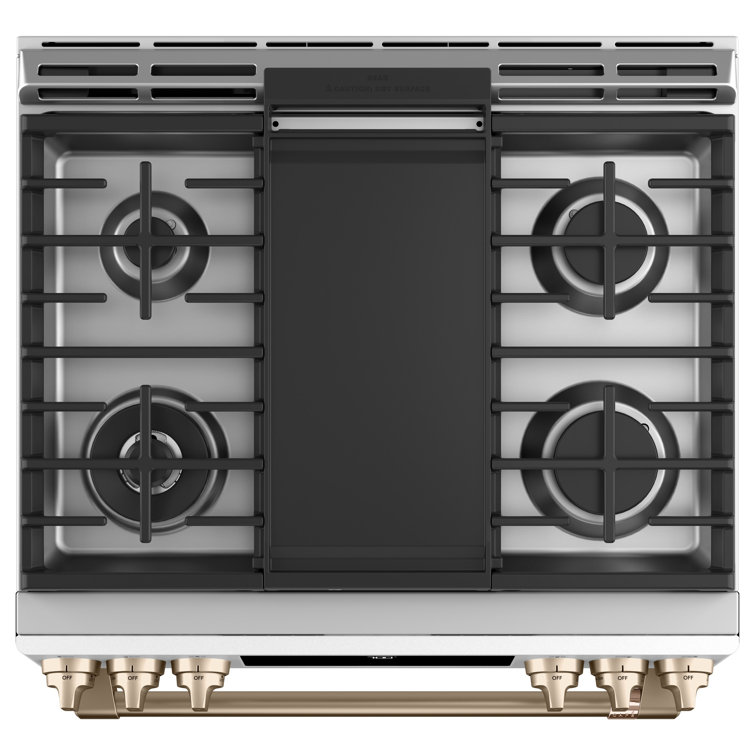 Matte White 30" Smart Gas Range with Convection Oven and Griddle