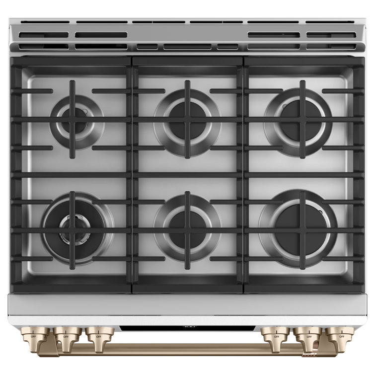 Matte White 30" Smart Gas Range with Convection Oven and Griddle