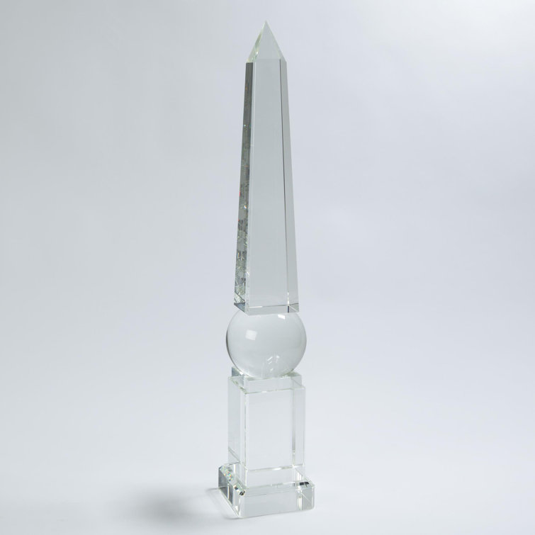 Tall Clear Crystal Obelisk Figurine
