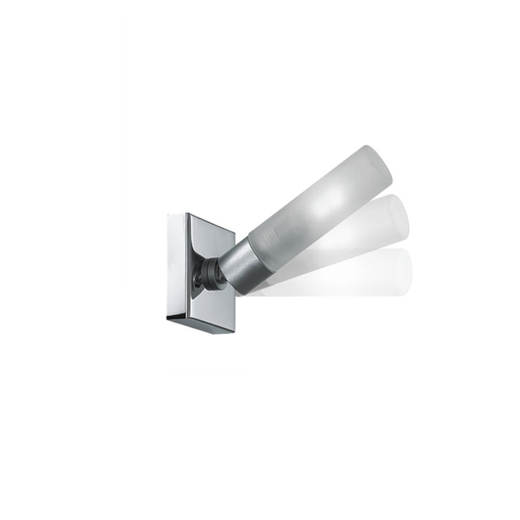 Chrome Metallic Gray Frosted Glass Wall Sconce