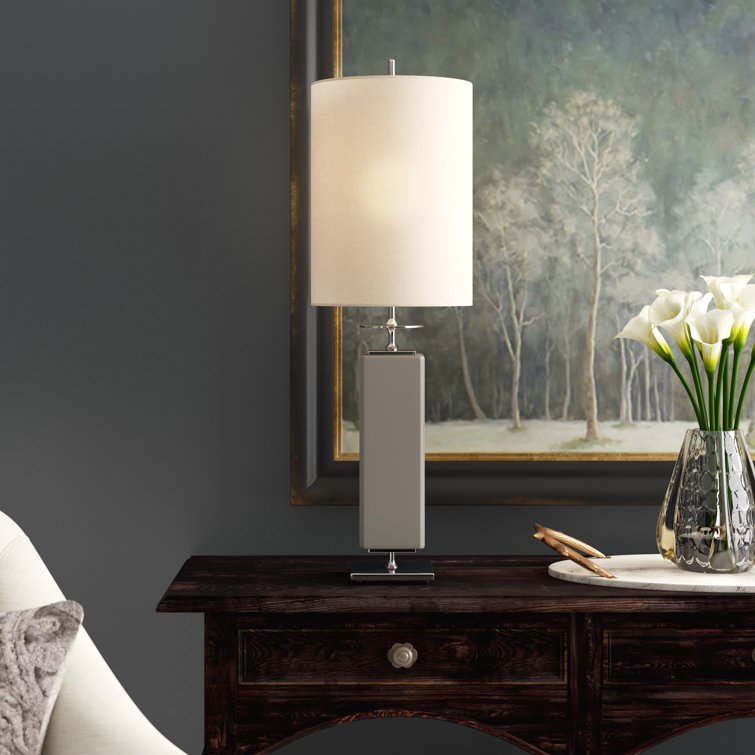 Beekman Adjustable Grey Outdoor Table Lamp with Cream Shade