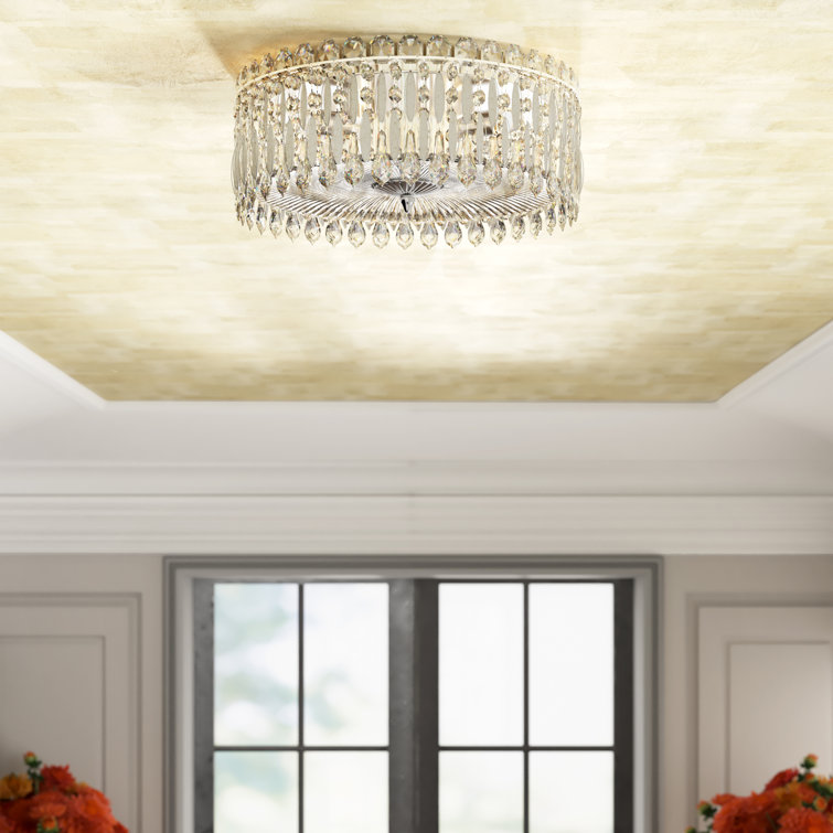 White Crystal Heritage 3-Light Drum Flush Mount