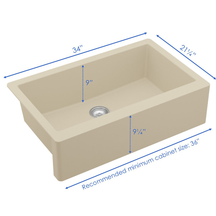 Bisque Quartz Composite Farmhouse Single Bowl Kitchen Sink