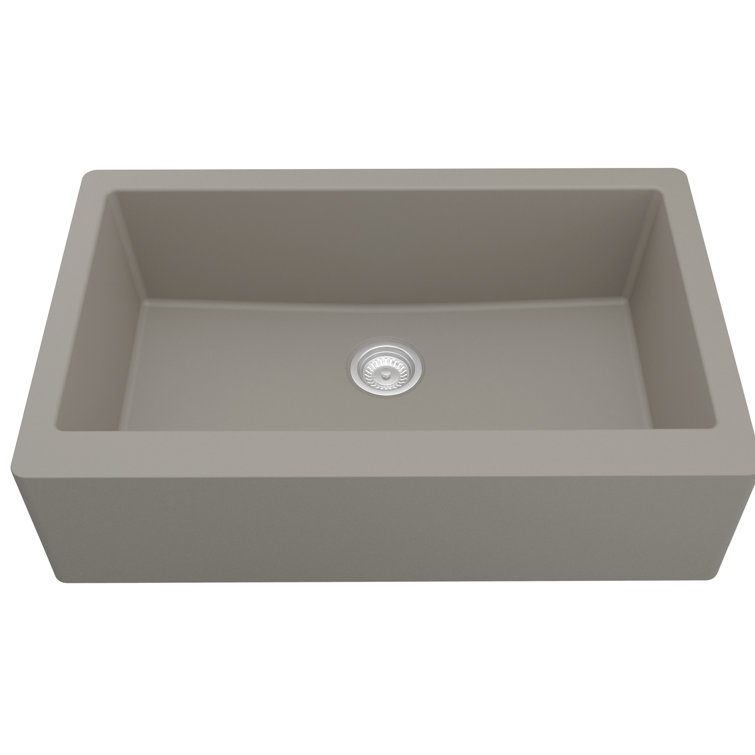 Concrete Gray Quartz Farmhouse Single Bowl Kitchen Sink