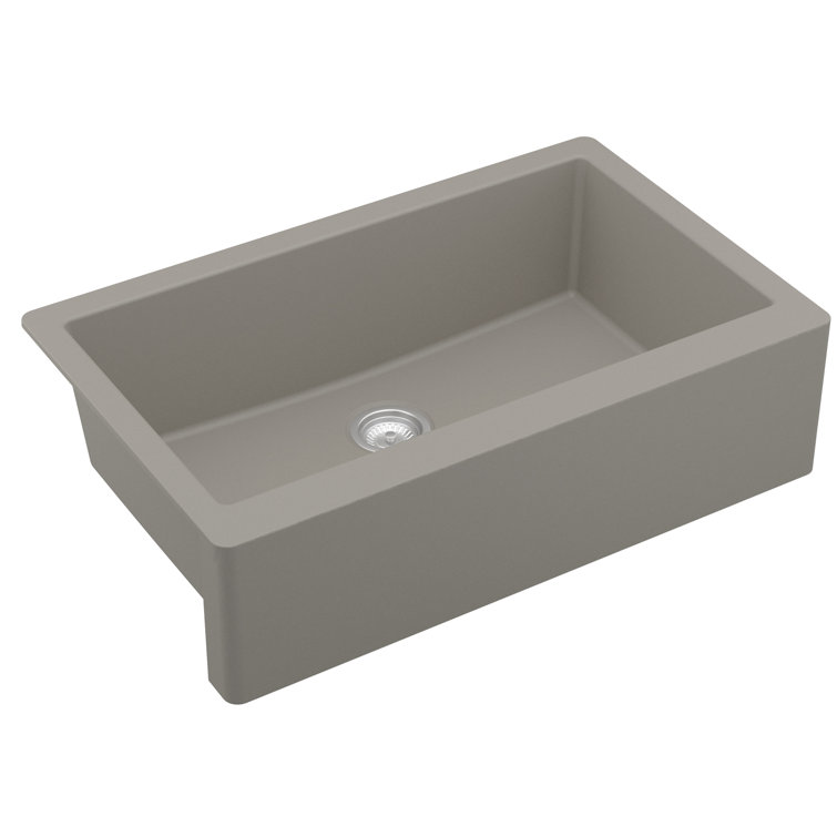 Concrete Gray Quartz Farmhouse Single Bowl Kitchen Sink