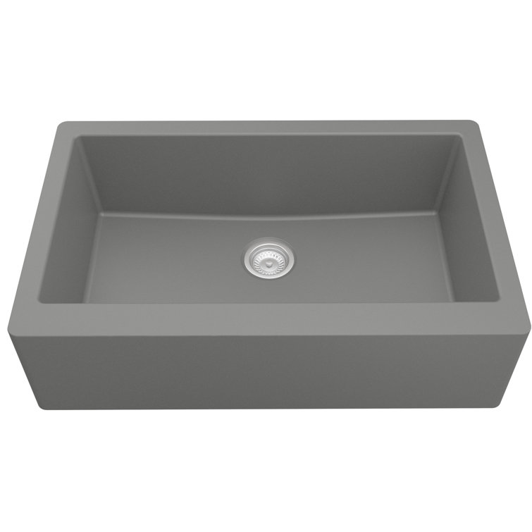 Matte Gray Quartz Composite Farmhouse Single Bowl Kitchen Sink