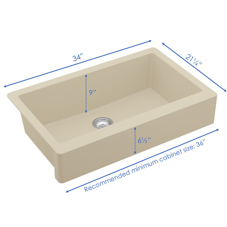 Matte Bisque Quartz Farmhouse Apron Single Bowl Kitchen Sink