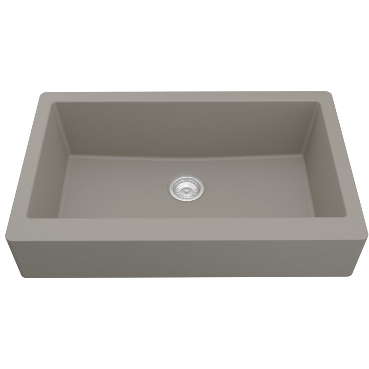 34'' Matte Concrete Quartz Farmhouse Single Bowl Kitchen Sink
