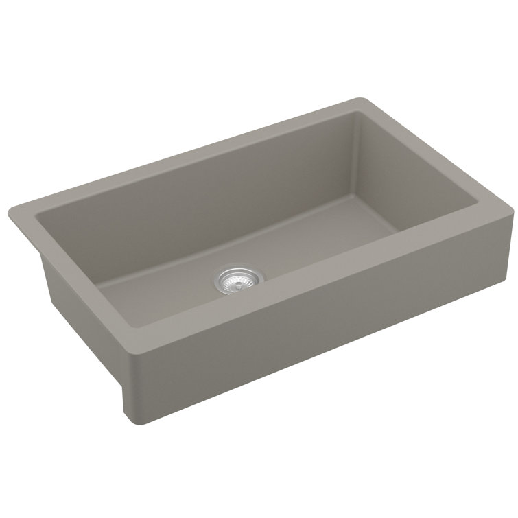 34'' Matte Concrete Quartz Farmhouse Single Bowl Kitchen Sink