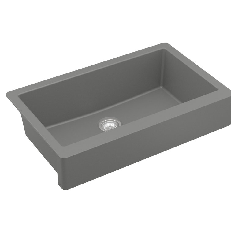 Matte Gray Quartz Farmhouse Single Bowl Kitchen Sink