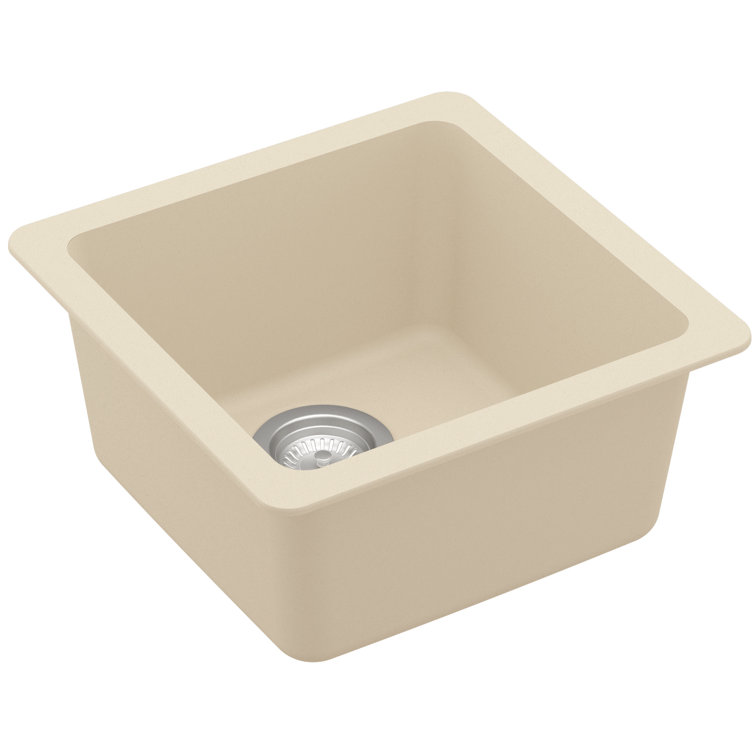 Bisque Quartz Composite Undermount Bar Sink, 16.63"