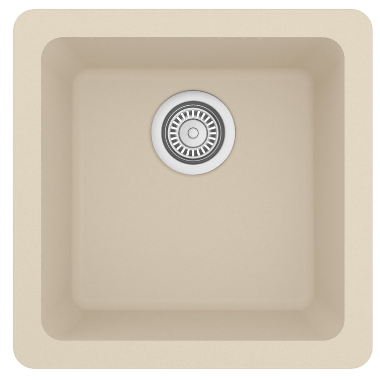 Bisque Quartz Composite Undermount Bar Sink, 16.63"