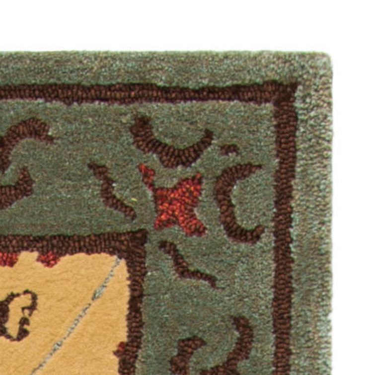 Handmade Red and Beige Floral Wool Accent Rug 2' x 3'