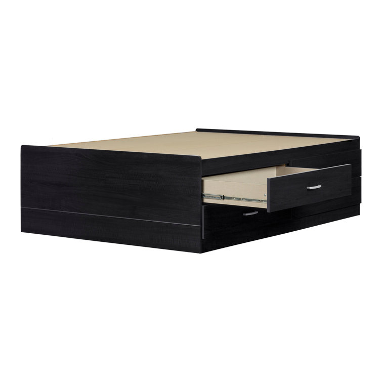Black Onyx Full Captain Bed with Bookcase Headboard and Drawers