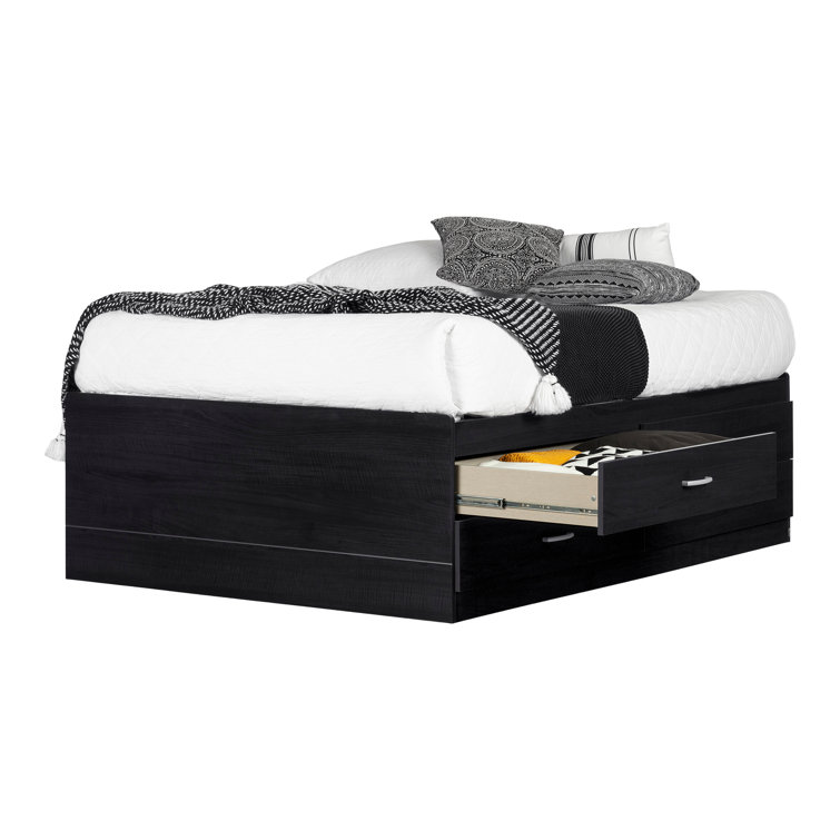 Black Onyx Full Captain Bed with Bookcase Headboard and Drawers