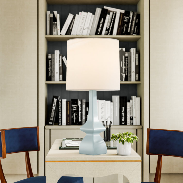 Ruby Red Ceramic Table Lamp with Oyster Linen Shade