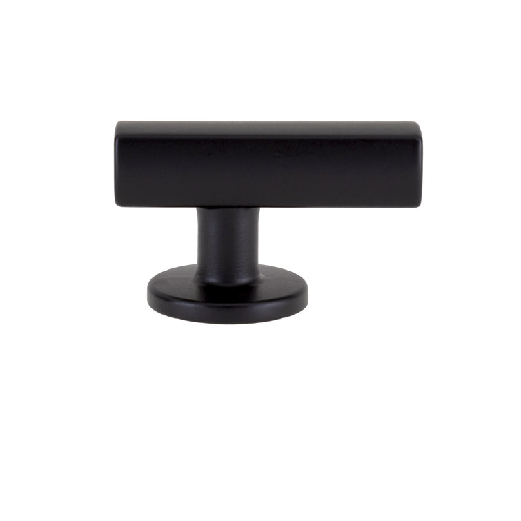 Flynn Matte Black Rectangular Bar Knob with Mounting Hardware