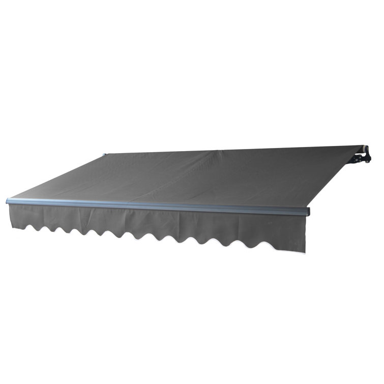 Black 12x10 Retractable Patio Awning with Manual Crank