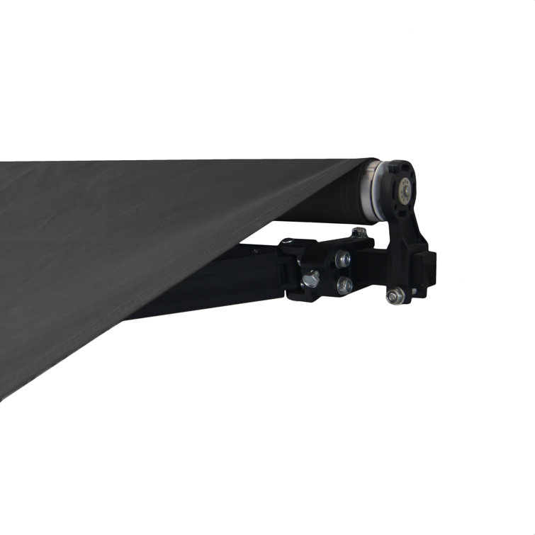 Black 12x10 Retractable Patio Awning with Manual Crank