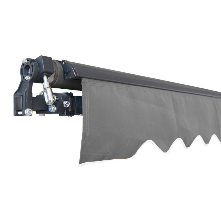 Black 12x10 Retractable Patio Awning with Manual Crank