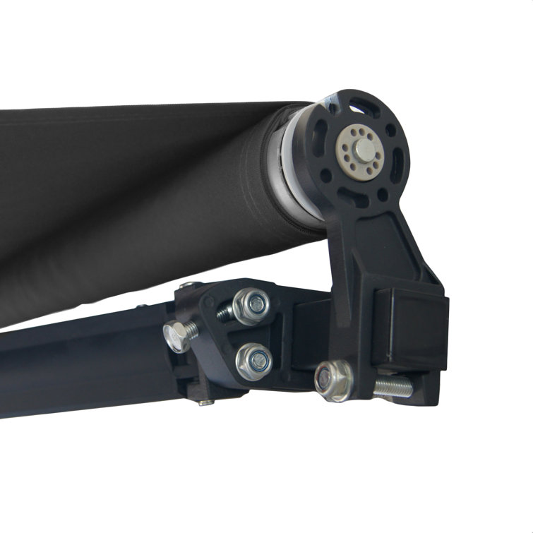 Black 12x10 Retractable Patio Awning with Manual Crank