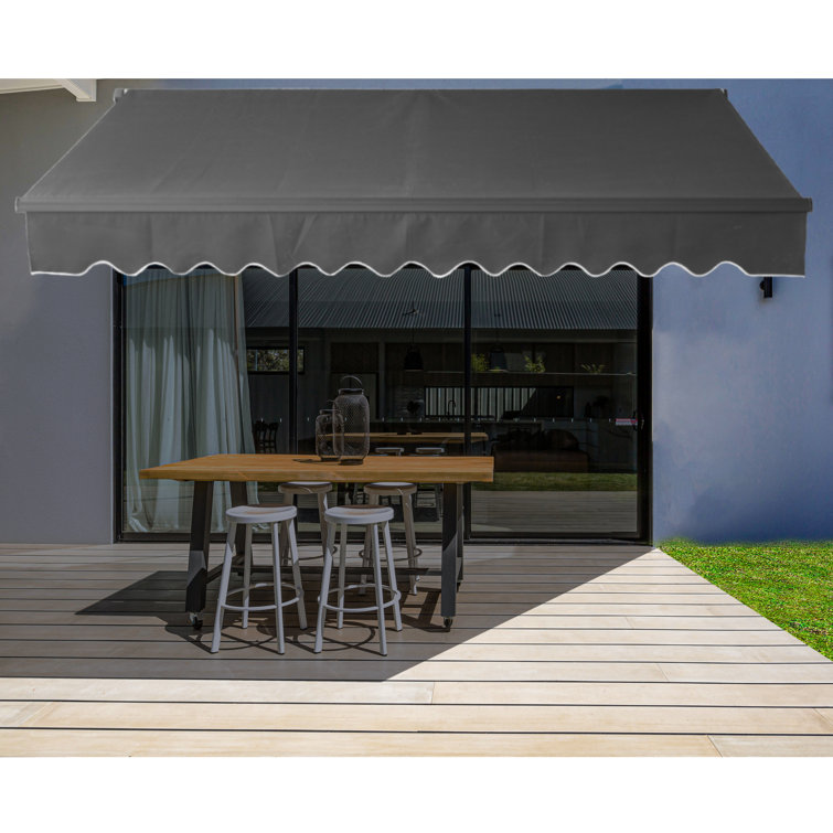 Black 12x10 Retractable Patio Awning with Manual Crank