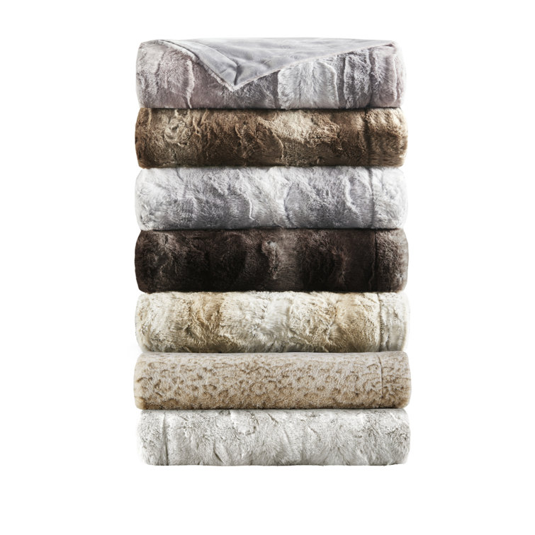 White Oversized Faux Fur Reversible Throw Blanket