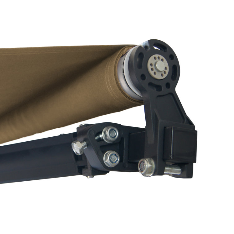 Sand Polyester Retractable Patio Awning with Black Frame