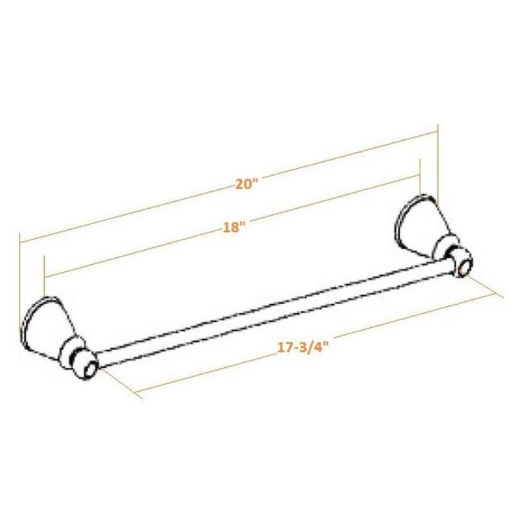 Kassel 18-Inch Polished Chrome Wall Mounted Towel Bar