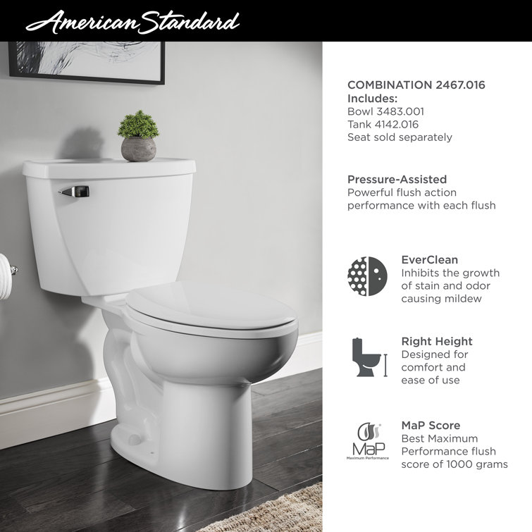 Cadet White Elongated Two-Piece Pressure-Assisted Toilet