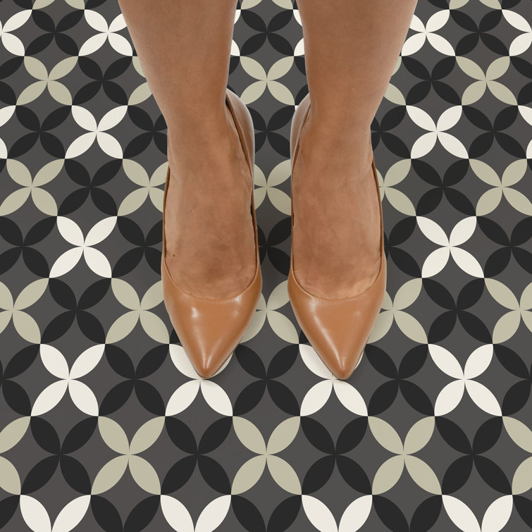 Arbor 12'' x 12'' Black and Tan Vinyl Peel and Stick Floor Tiles
