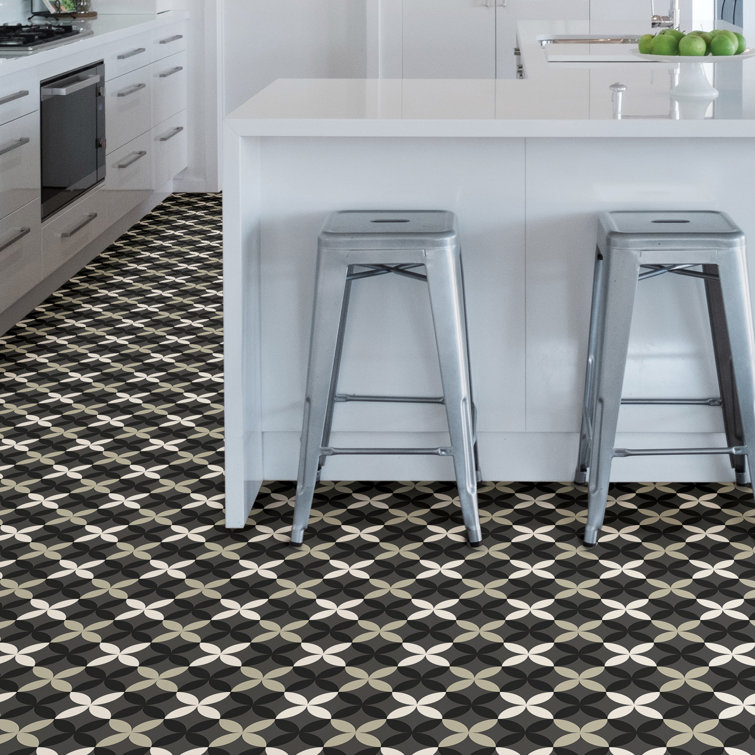 Arbor 12'' x 12'' Black and Tan Vinyl Peel and Stick Floor Tiles
