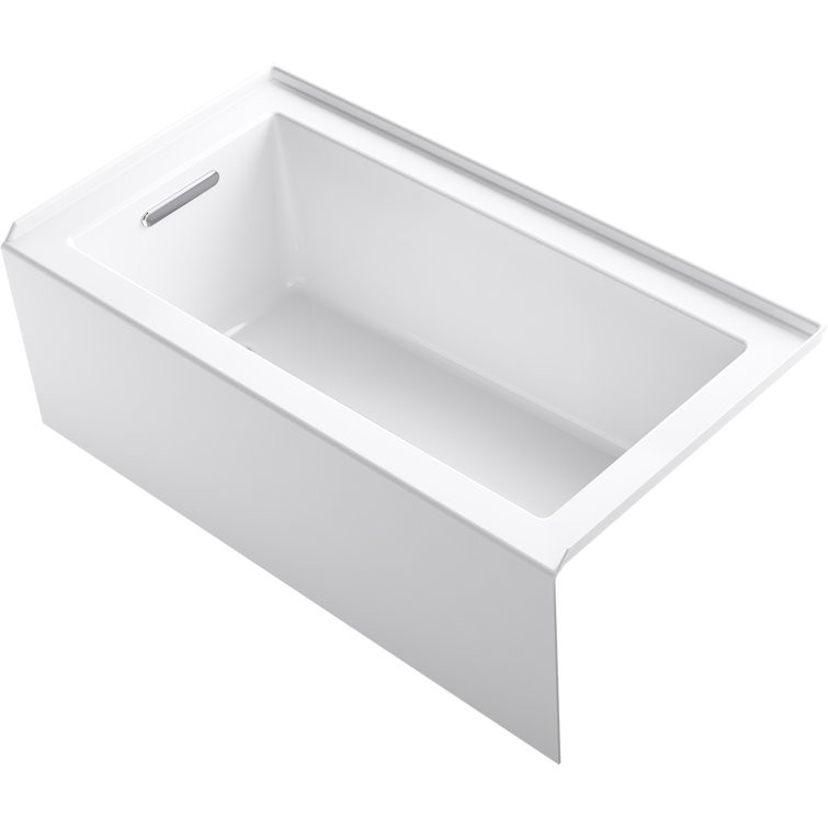 White Acrylic 60" x 32" Rectangular Alcove Soaking Bathtub