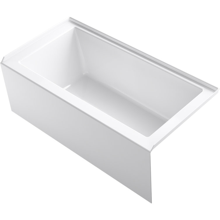 White Acrylic 60" Alcove Bath with Right-Hand Drain