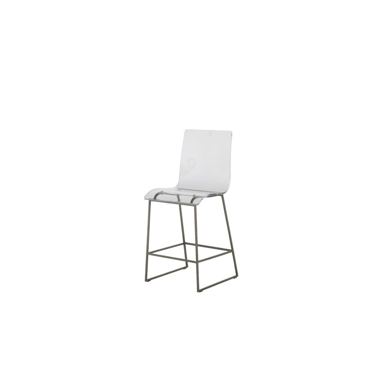 King 24.75" Clear Acrylic and Antique Silver Metal Counter Stool