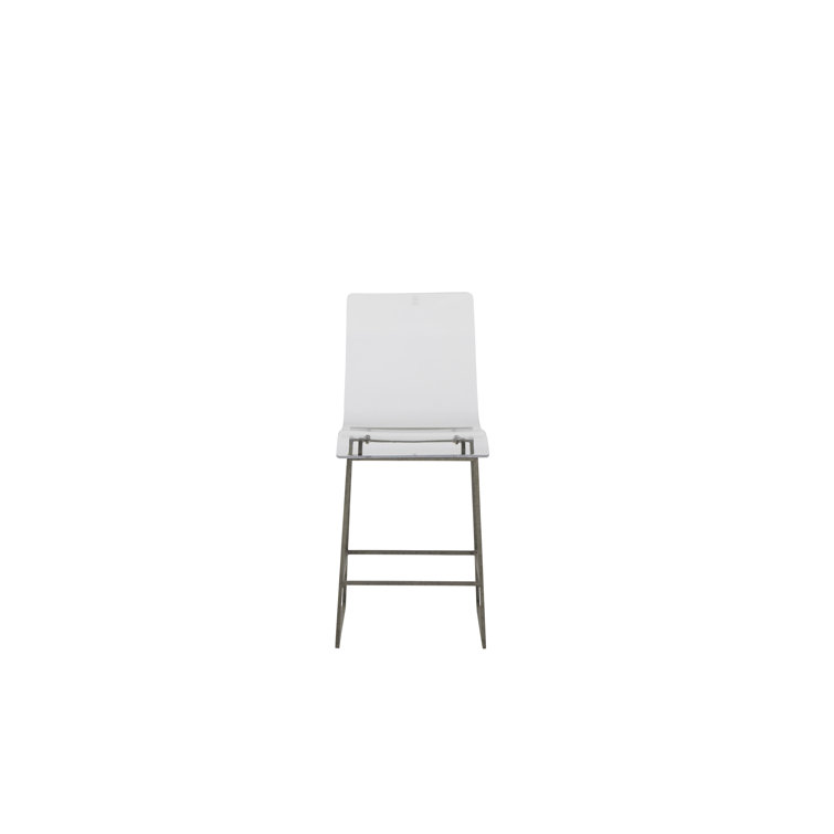 King 24.75" Clear Acrylic and Antique Silver Metal Counter Stool