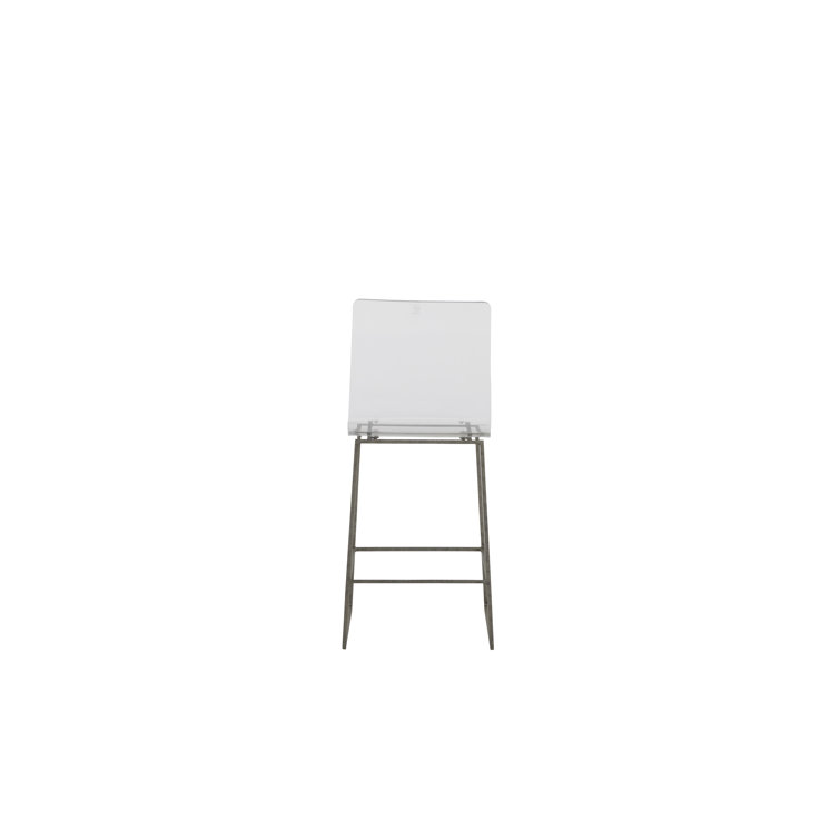 King 24.75" Clear Acrylic and Antique Silver Metal Counter Stool