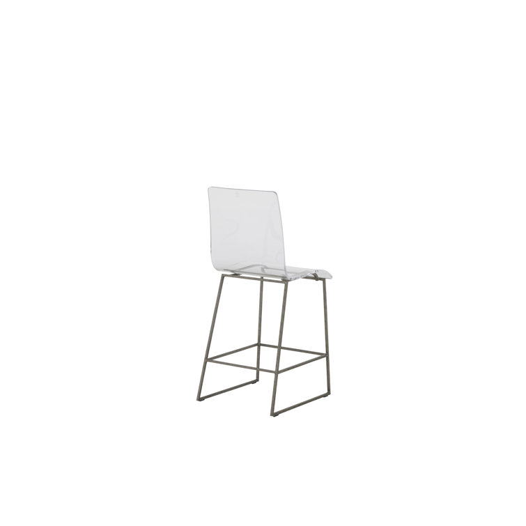 King 24.75" Clear Acrylic and Antique Silver Metal Counter Stool