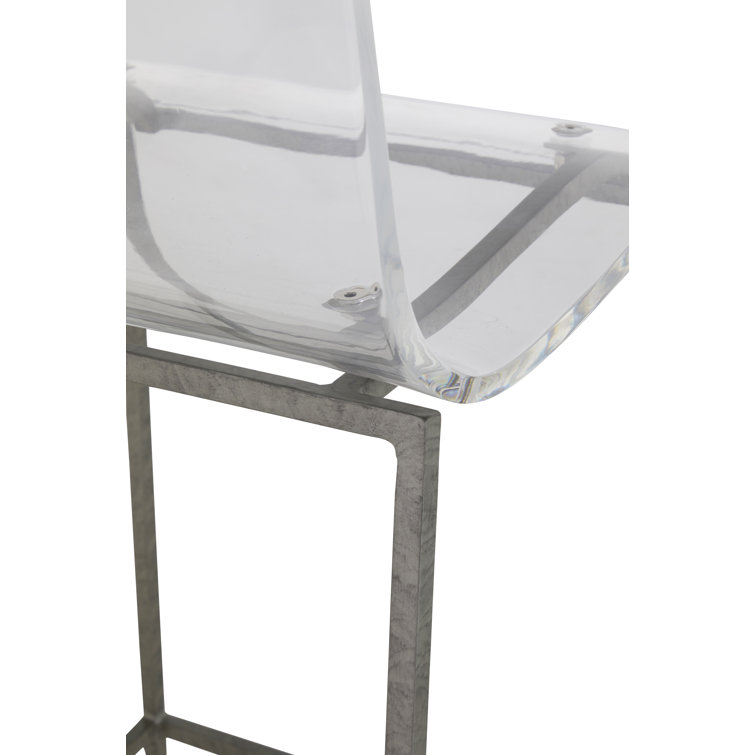 King 24.75" Clear Acrylic and Antique Silver Metal Counter Stool