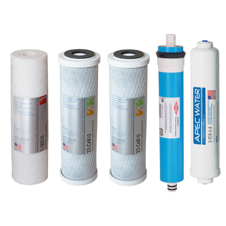 APEC 90 GPD Complete Replacement Filter Set with 3/8" Tubing