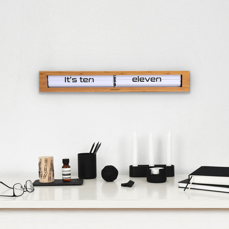24'' Bamboo and White Wall and Tabletop Flip Clock