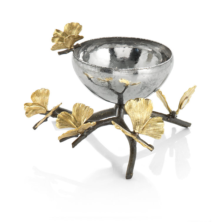 Silver and Gold Round Nickel Plated Snack Bowl