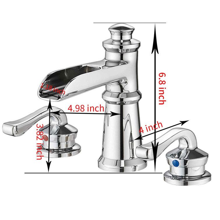 Polished Chrome 8-inch Double Handle Widespread Bathroom Faucet