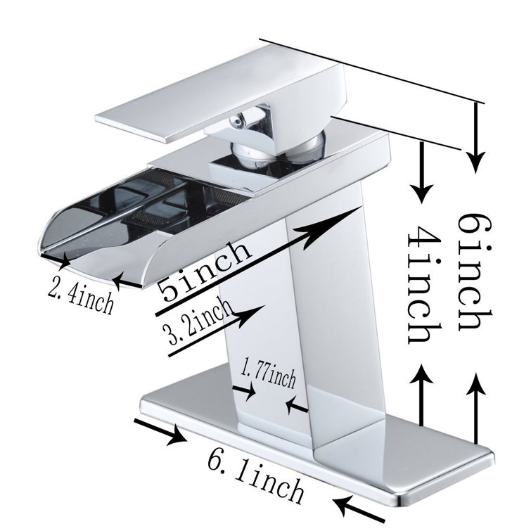 Polished Chrome Waterfall Single-Handle 6.61" Bathroom Faucet