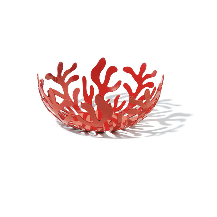 Small Red Metal Coral-Inspired Fruit Bowl